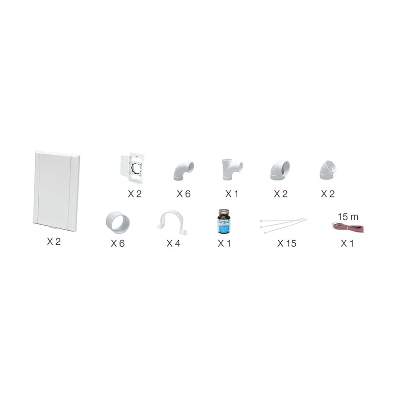 Installation kit – 2 white wall inlets